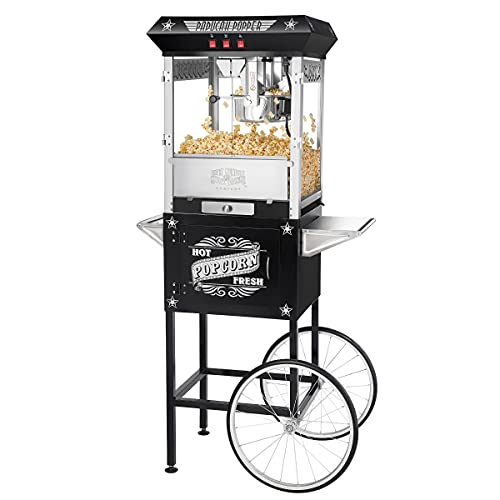 Great Northern Popcorn Black Paducah 8 Ounce Antique Popcorn Machine and Cart