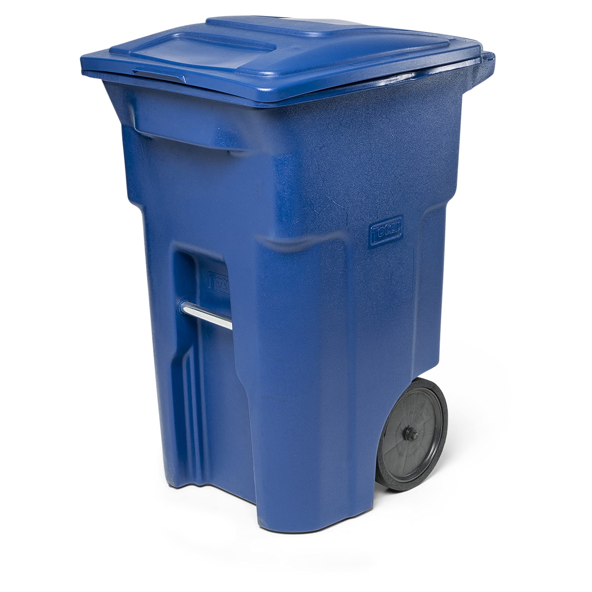 Toter 64 Gal. Trash Can Blue with Quiet Wheels and Lid