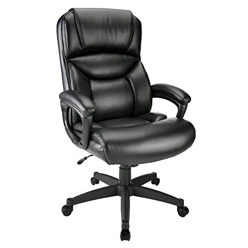 Realspace ® Fennington Bonded Leather High-Back Chair, Black