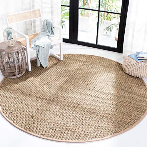 Safavieh Natural Fiber Collection NF114A Basketweave Natural and Beige Summer Seagrass Round Area Rug (10' Diameter)