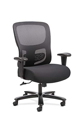 HON Sadie Big and Tall Office Computer Chair, Height Adjustable Arms with Adjustable Lumbar, Black (HVST141).