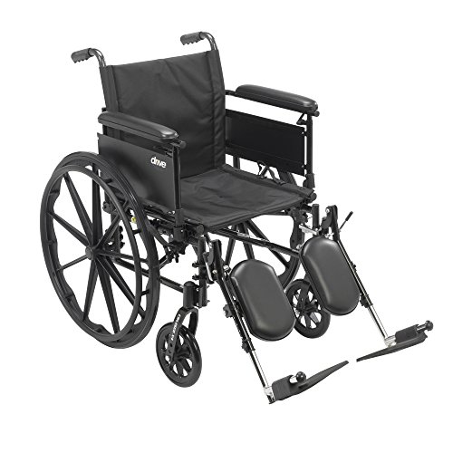 Drive Medical Cruiser X4 Lightweight Dual Axle Wheelchair with Adjustable Detachable Arms, Full Arms, Elevating Leg Rests, 20