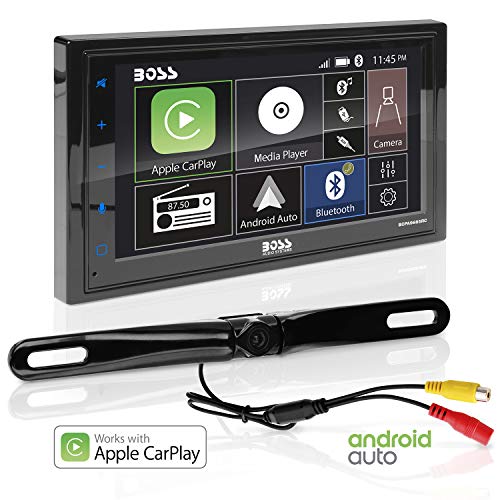 BOSS Audio Systems Systems BCPA9685RC Apple CarPlay Android Auto Car Multimedia Player With Rearview Camera - Double-Din, 6.75 Inch LCD Touchscreen, Bluetooth, MP3 Player, USB Port, AM/FM Car Radio