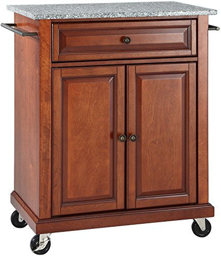 Crosley Furniture Compact Kitchen Island with Solid Gray Granite Top, Cherry
