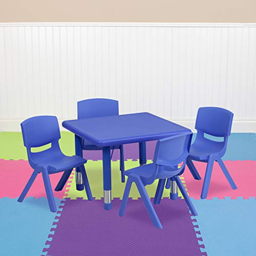 Flash Furniture 24'' Square Plastic Height Adjustable Activity Table Set with 4 Chairs
