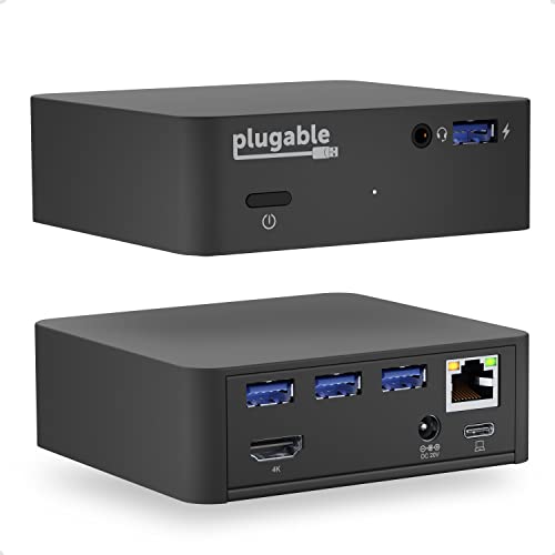 Plugable USB C Dock with 85W Charging Compatible with Thunderbolt 3 and USB-C MacBooks and Select Windows Laptops (HDMI up to 4K@30Hz, Ethernet, 4X USB 3.0 Ports, USB-C PD, Includes VESA Mount)