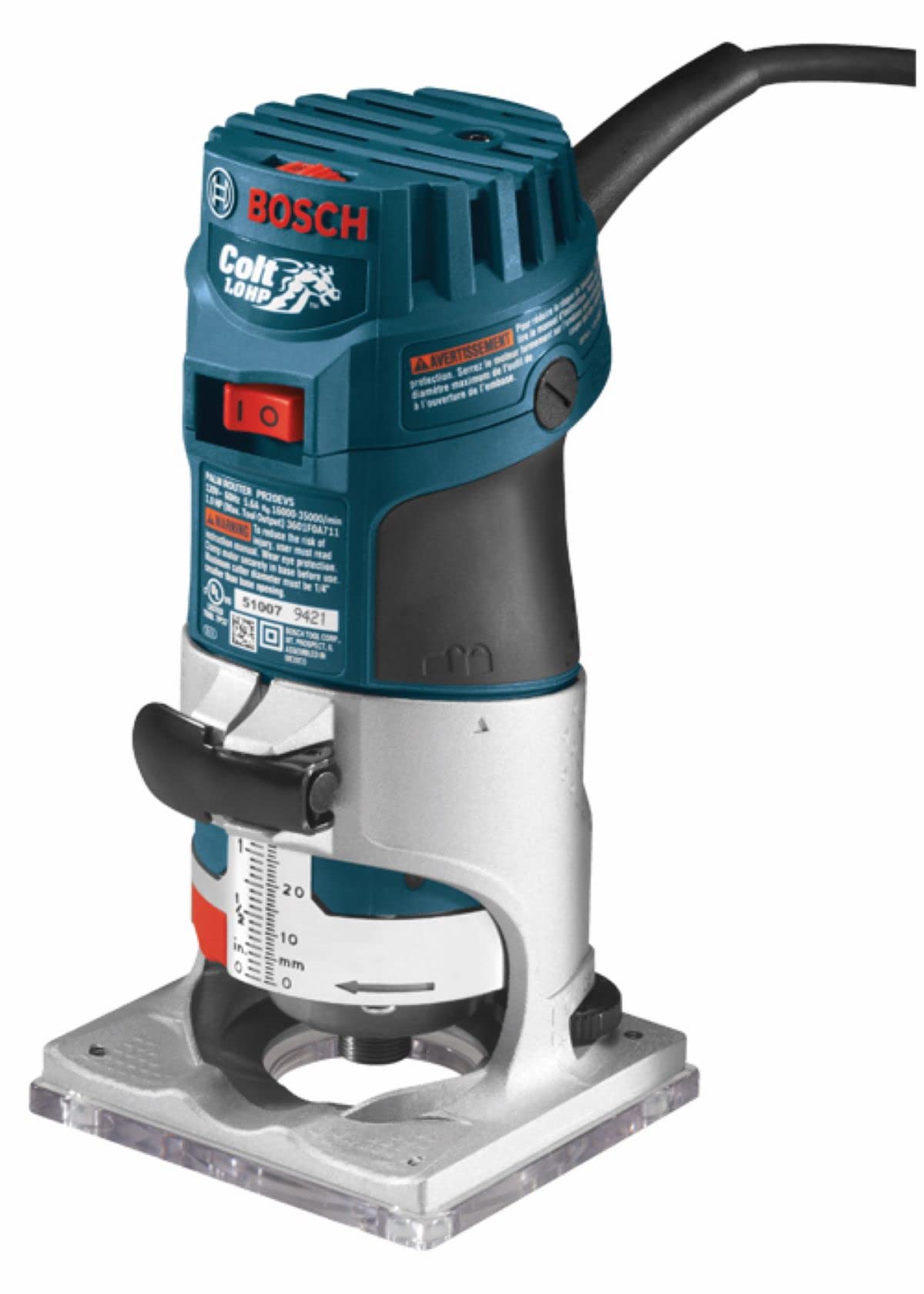 Bosch PR20EVSNK Colt Installers Kit 5.7 Amp 1 Hp Fixed-Base Variable-Speed Router with 3 Assorted Bases and Edge Guide