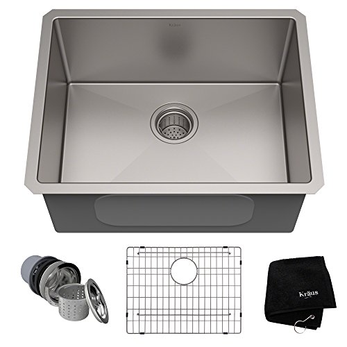 Kraus Standard PRO 23-Inch 16 Gauge Undermount Single Bowl Stainless Steel Kitchen Sink, KHU101-23