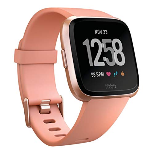Fitbit Versa Smart Watch, Peach/Rose Gold Aluminium, On...