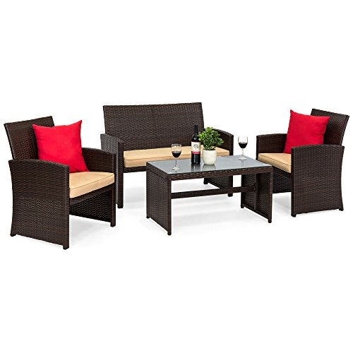 Best Choice Products 4-Piece Wicker Patio Conversation ...