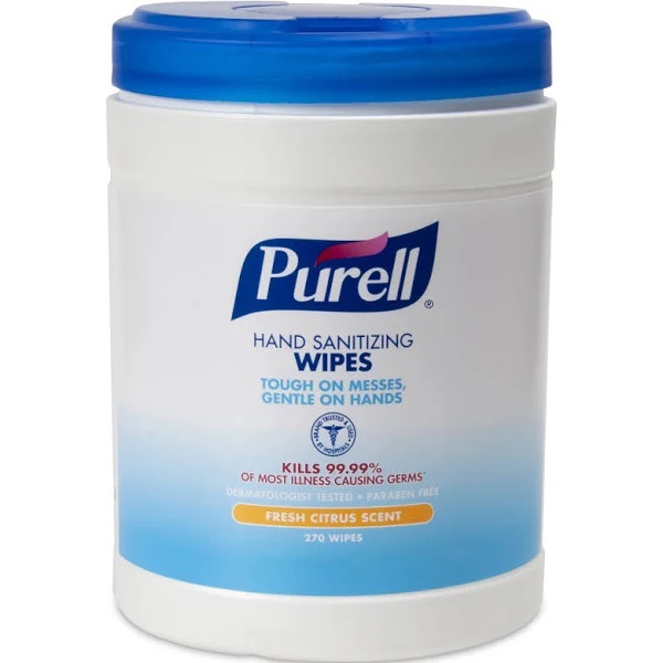 Gojo Purell Sanitizing Hand Wipes 6 x 6 3/4, White, 270/Canister, 6 Canisters/Carton