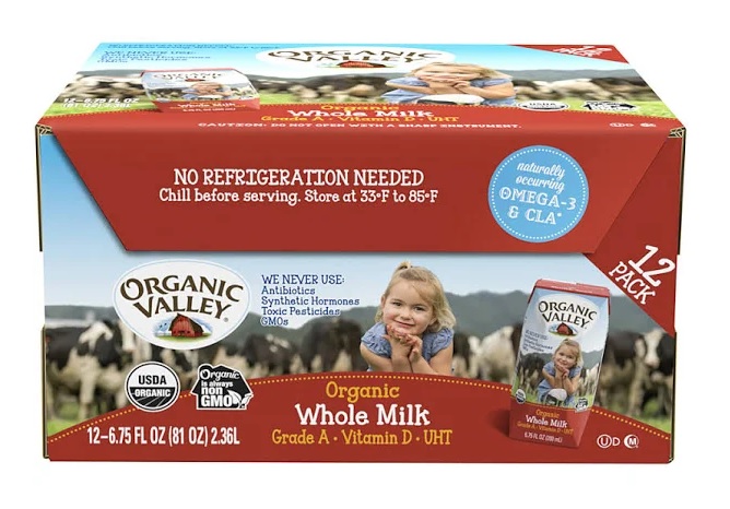 Organic Valley Whole Milk - 12 pack, 6.75 fl oz cartons
