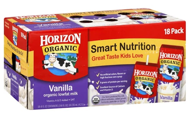 Horizon Organic Lowfat Milk, Vanilla - 18 boxes, 8 fl o...