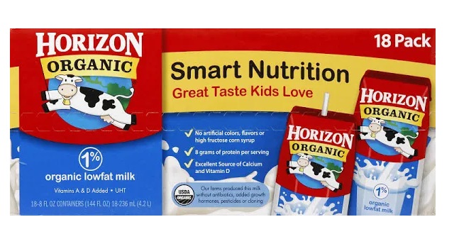 Horizon Organic Lowfat Milk - 18 count, 8 fl oz each